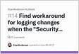 Find workaround for logging changes when the Security Layer